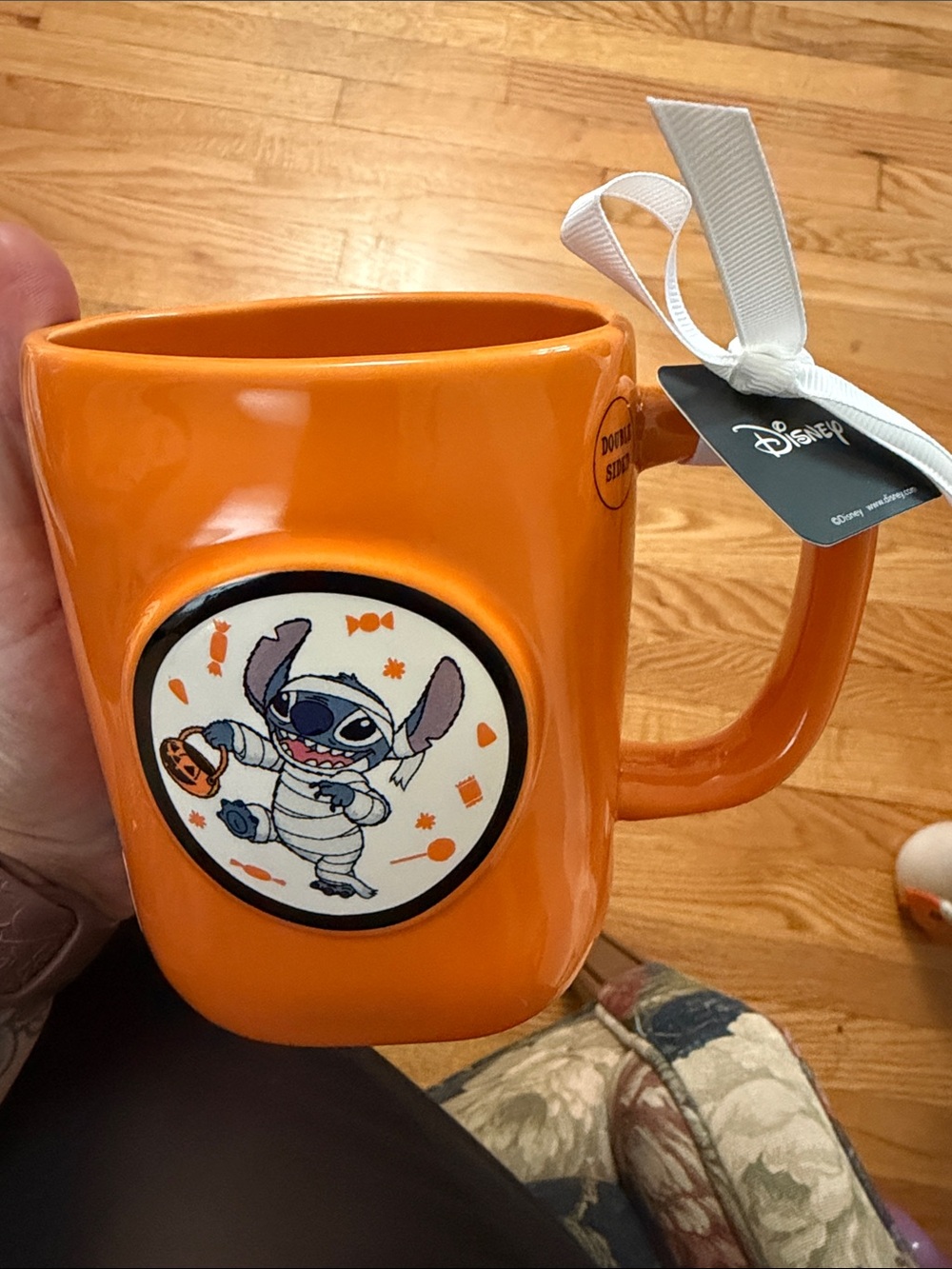 Rae Dunn Orange Halloween Stitch Ceramic Mug